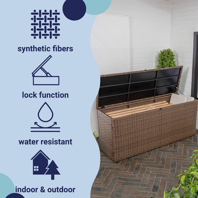 happimess Nino 47.24" Modern Minimalist Outdoor Faux Wicker Deck and Patio Storage Box, Brown