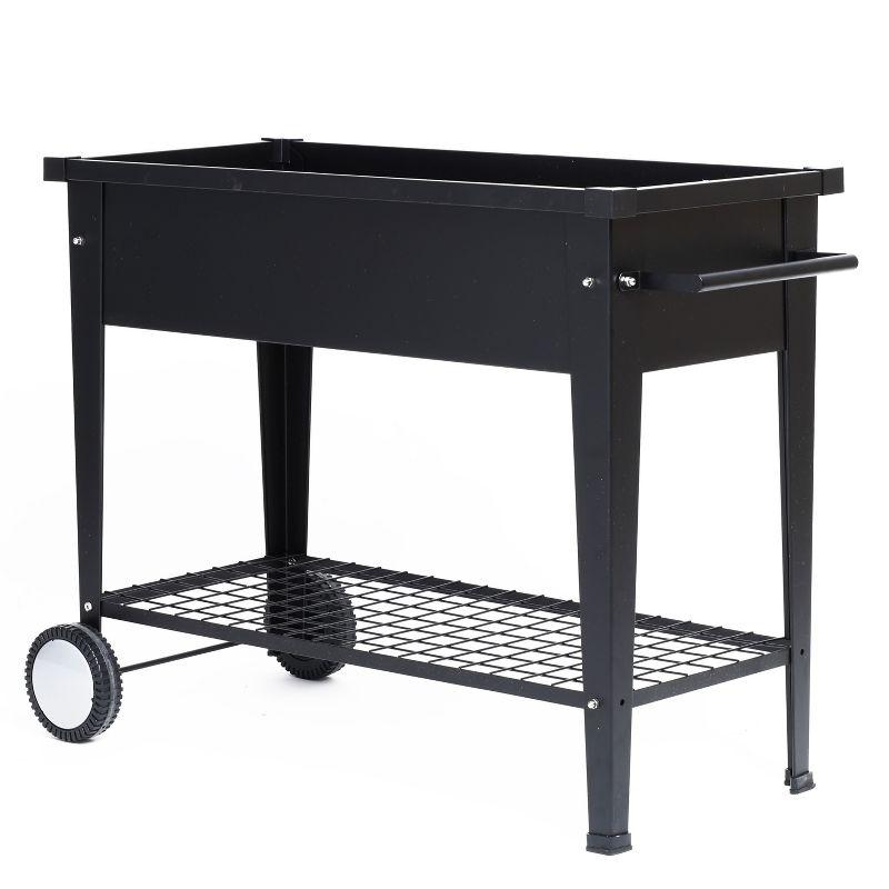 LuxenHome Black Mobile Metal Raised Garden Bed Planter Cart with Legs