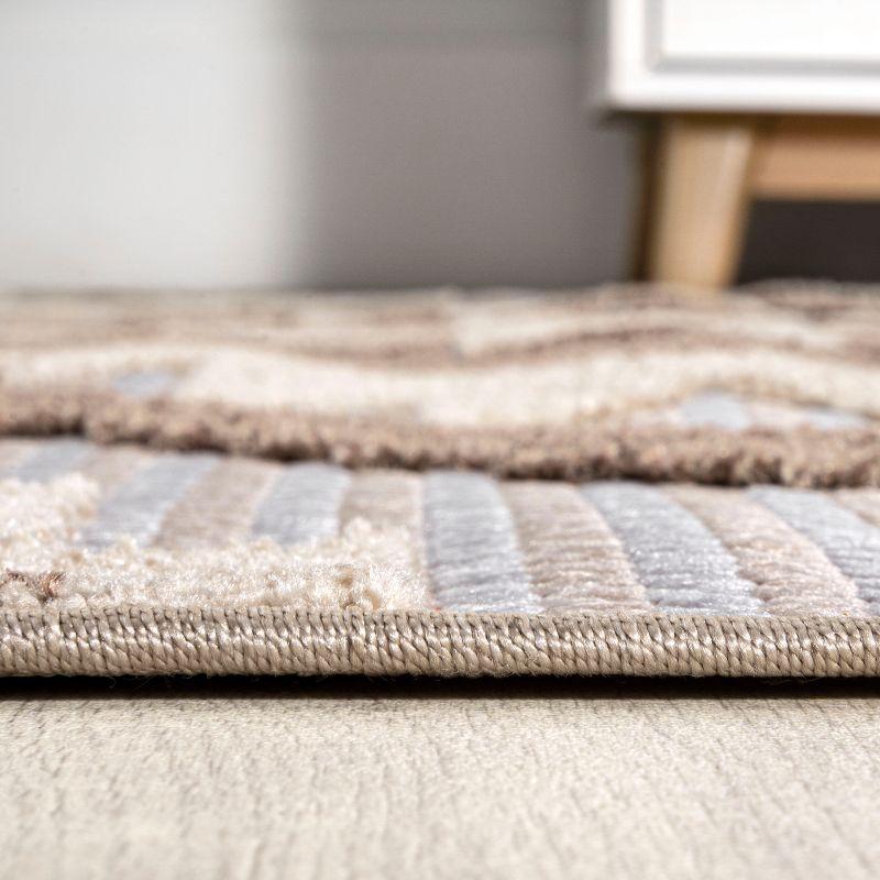 4'x6' Sumak High-Low Pile Neutral Diamond Kilim, Brown/Ivory - JONATHAN Y