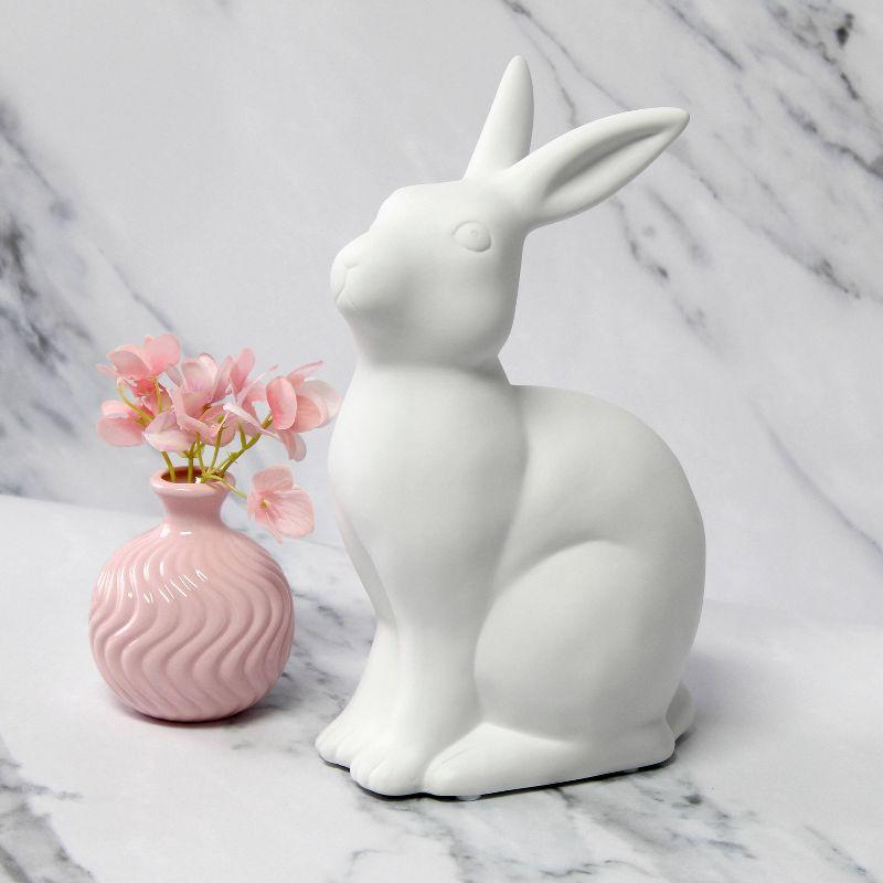 Gracie Oaks Creekwood Home 10.43" Glowing Ceramic Bunny Rabbit Light, For Home Décor, Nightstand, End Table, Entryway, Bookshelf, Kid's Room, White