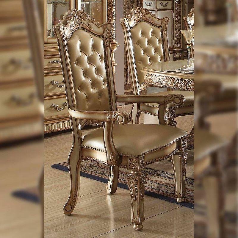 ACME Furniture Vendome Tufted Arm Chair in Bone and Gold Patina (Set of 2) (Set of 2)