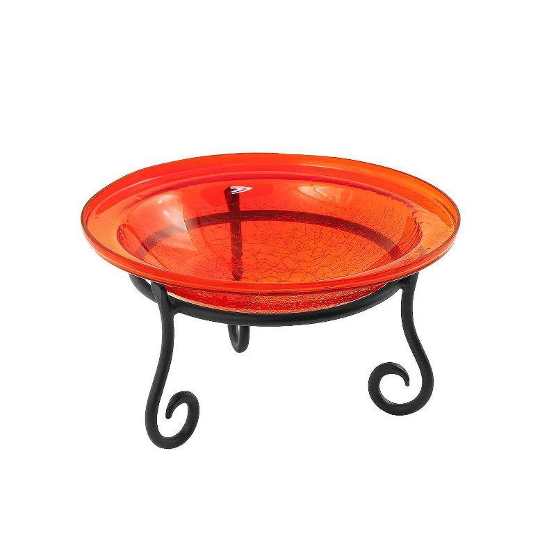 7" Reflective Crackle Glass Birdbath Bowl with Short Stand Red - Achla Designs