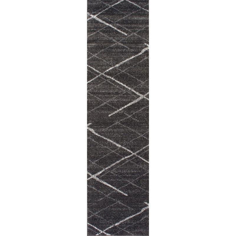 Dark Gray Rectangular Synthetic Reversible Area Rug