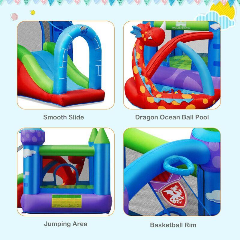 Costway Kids Inflatable Bounce House Dragon Jumping Slide Bouncer Castle W/ 750W Blower