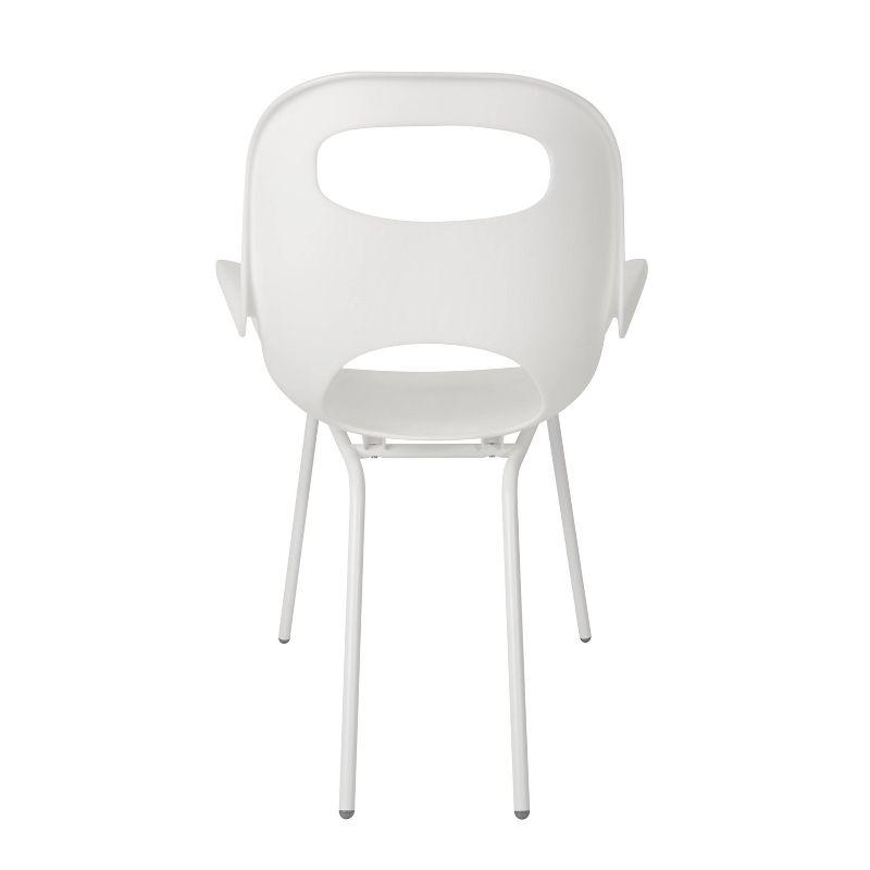 High White Metal Arm Chair with Nylon Feet