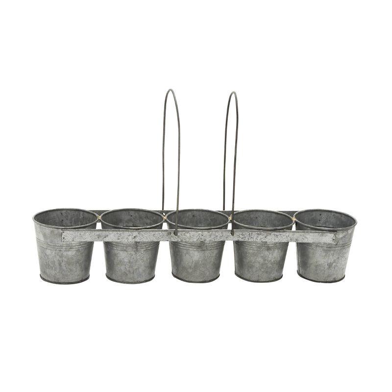 23" Gray Iron 5-Pail Farmhouse Planter with Arched Handles