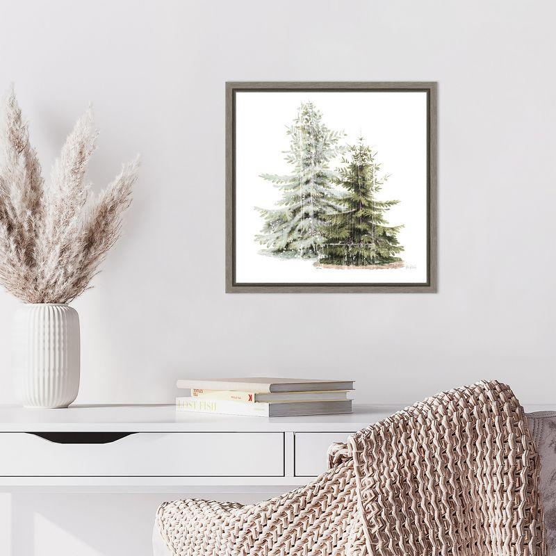 Amanti Art Vintage Wooded Holiday Trees in Snow by Katie Pertiet Canvas Wall Art Print Framed 16 x 16-in.