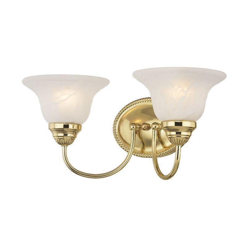 Polished Brass 2-Light Vanity with White Alabaster Glass