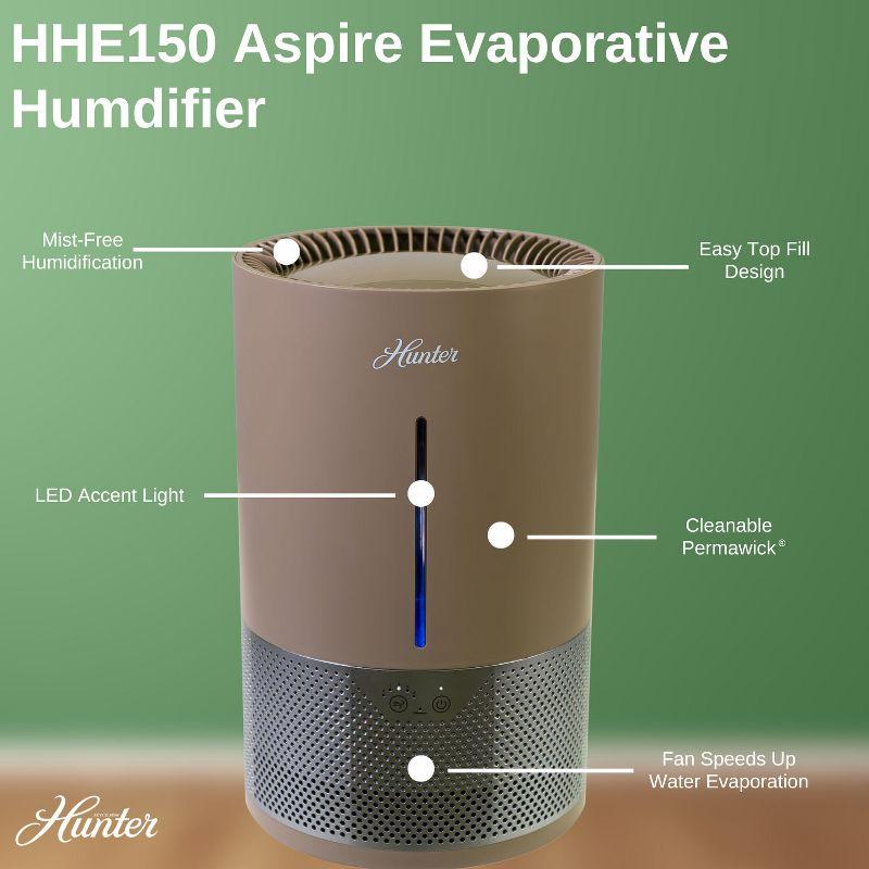 Hunter Fan Company Aspire 1.2 Gal Evaporative Humidifier with PermaWick Filter, Humidifiers for Bedroom, Humidifier Large Room. Aqua