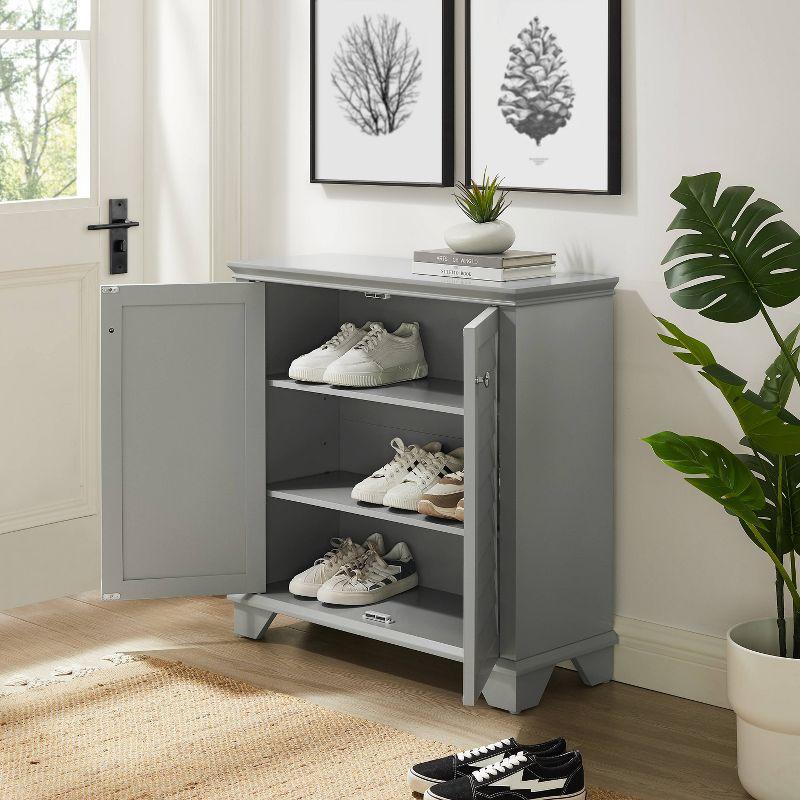 Gray Faux-Louvered Bathroom Storage Cabinet with Adjustable Shelves