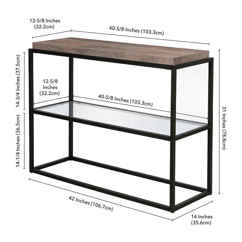 42" Black and Bronze Metal Console Table with Gray Oak Wood Shelf - Henn&Hart