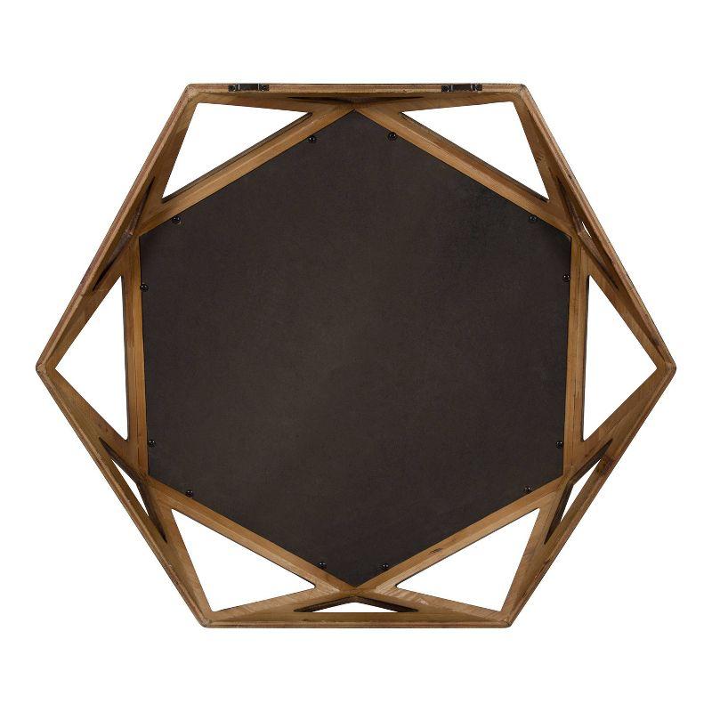 Hexagon Full Length Wood Framed Wall Mirror