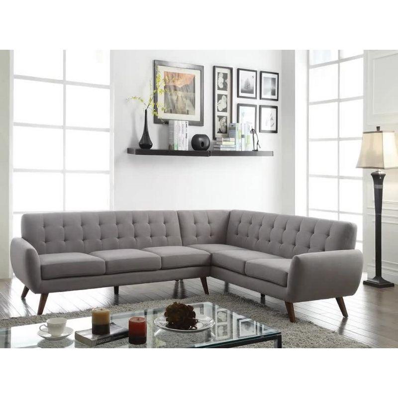 108" Essick Sectional Sofa Light Gray Linen - Acme Furniture: Contemporary L-Shaped, Tufted Back, Includes Pillow