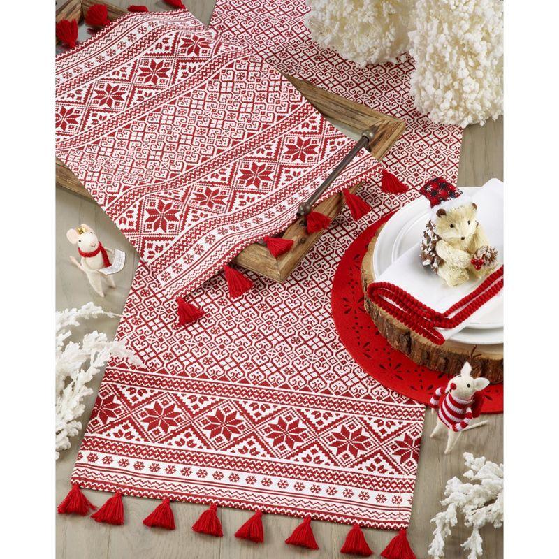 Saro Lifestyle Christmas Pattern Cotton Table Runner