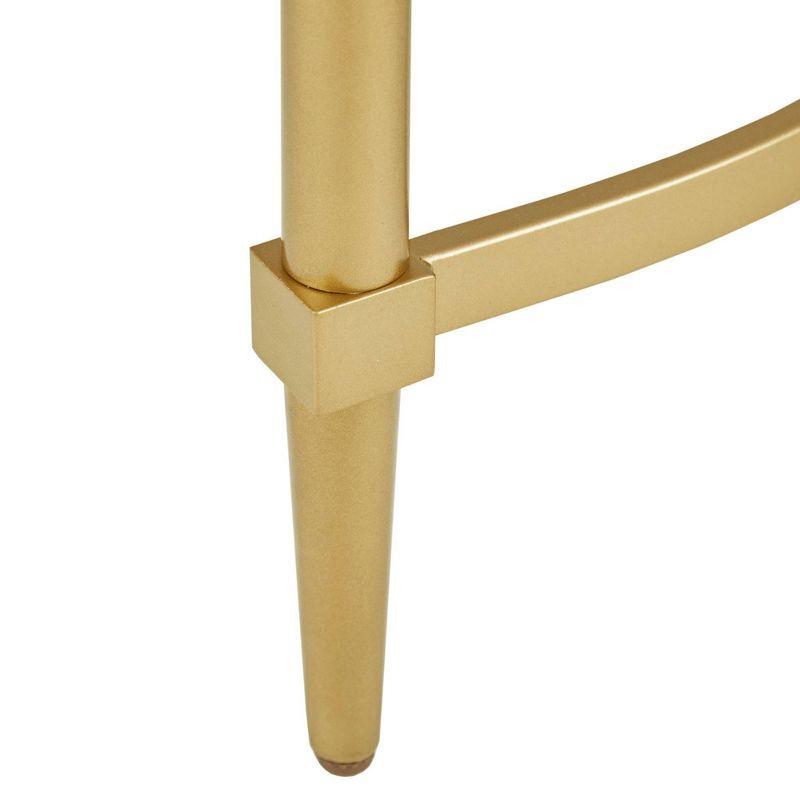 Bordeaux Marble Top Half-Moon Gold Metal Console Table