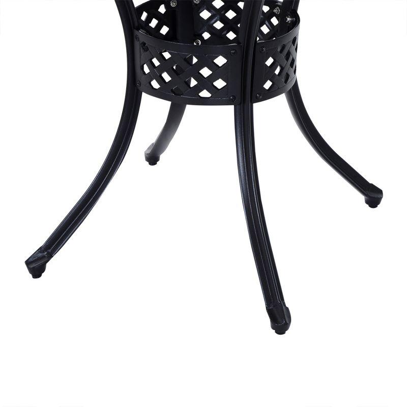 Classic 33" Black Cast Aluminum Round Bistro Table with Umbrella Hole