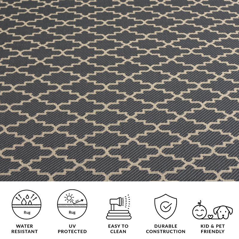 Courtyard CY6919 UV & Stain Resistant Non-Shedding Power Loomed Indoor/Outdoor Runner Rug - Anthracite/Beige - 2'3"x18' - Safavieh