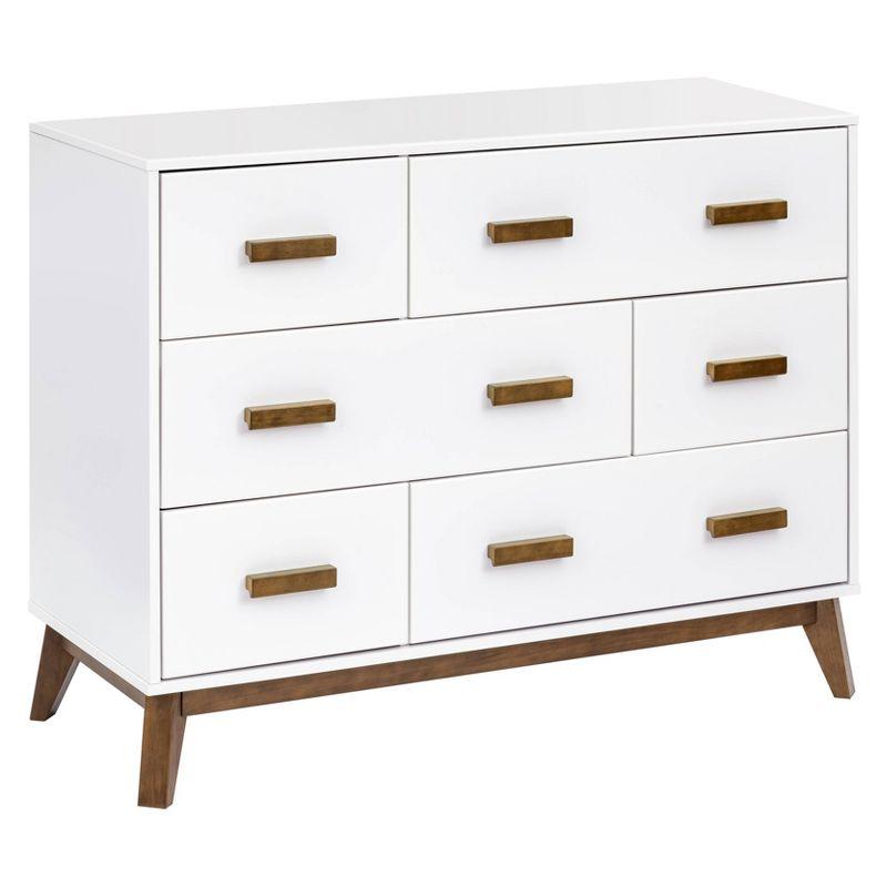 Babyletto Scoot 6 Drawer Dresser - White/Natural Walnut