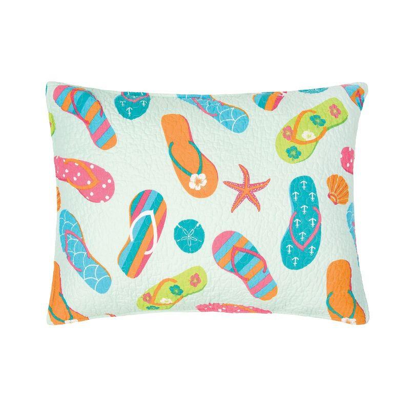 C&F Home Flip Flop Life Cotton Coastal Beach Theme King 3 Piece Beach Quilt Set