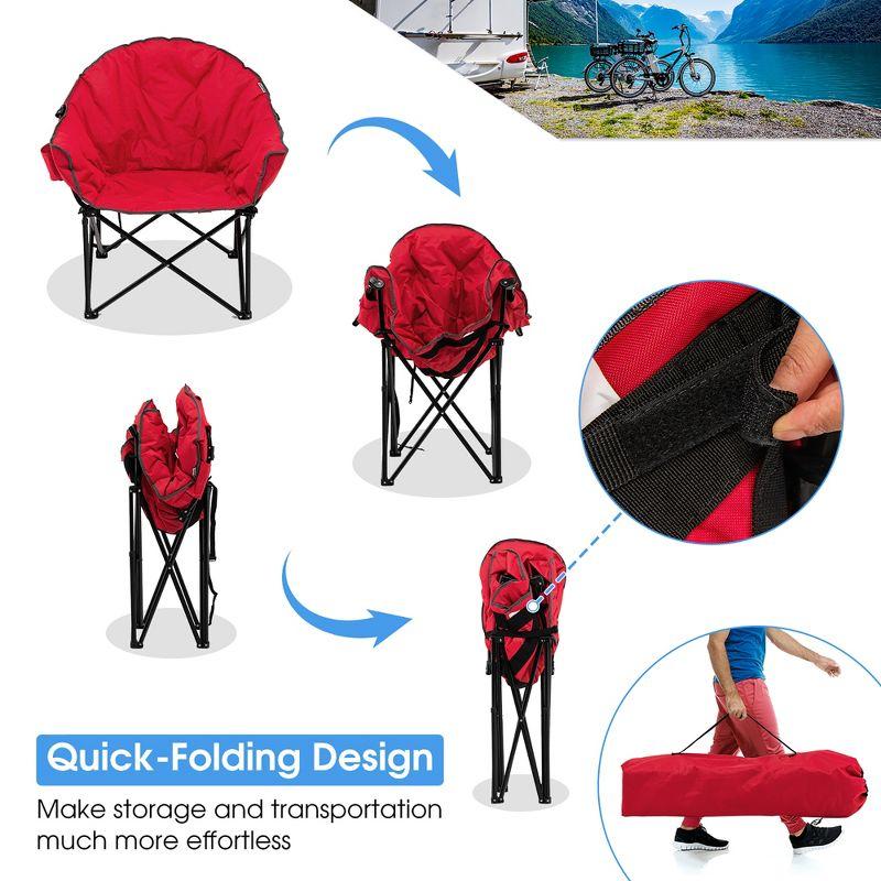 Costway Oversized Folding Padded Camping Moon Saucer Chair Bag Outdoor Fishing Red