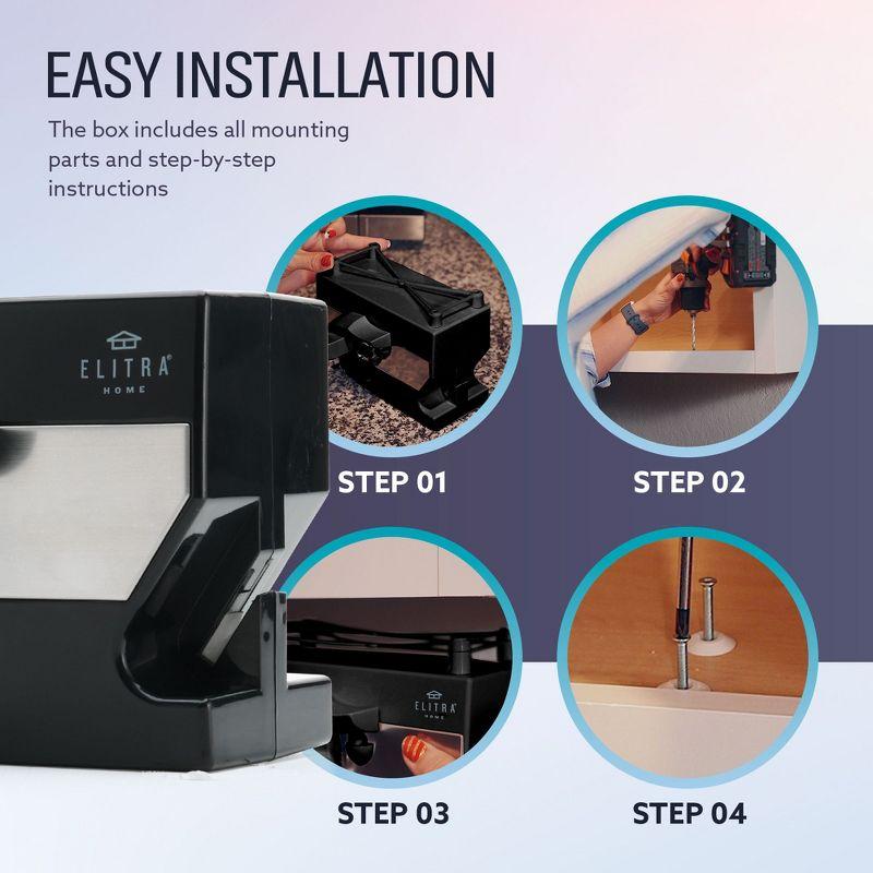 Elitra 3 in 1 Under the Cabinet Electric Can Opener, Blade Sharpener, Bottle Opener - Black