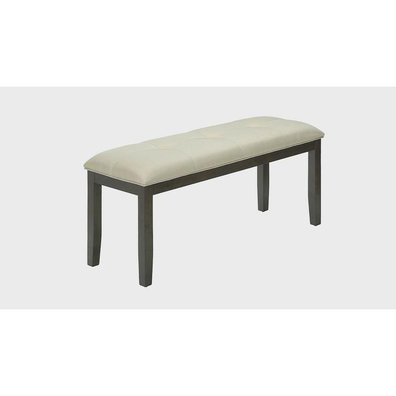 Monarch Specialties Bench 44 inch Rectangular Dining Room Entryway Kitchen Hallway Upholstered Wood Cream Fabric Grey Solid Wood Transitional