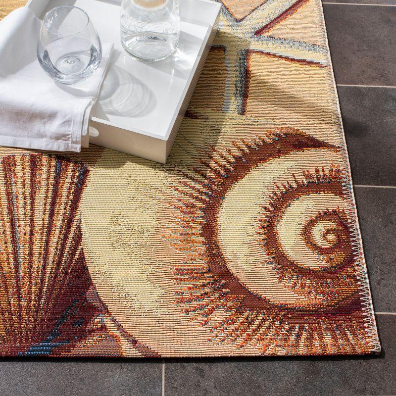 Barbados 500 BAR555 Power Loomed Indoor/Outdoor Area Rug - Gold/Blue - 6'6"x6'6" - Safavieh