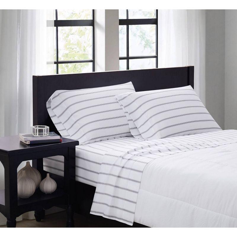 Truly Soft Ticking Stripe Microfiber Plaid Sheet Set