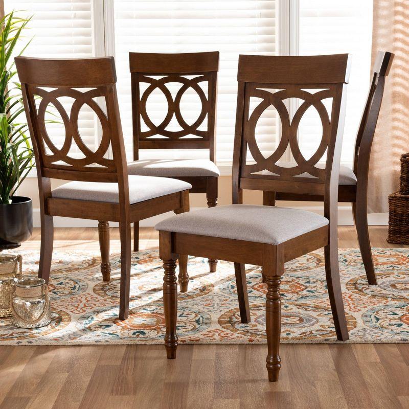 4pc Lucie Fabric Upholstered Wood Dining Chairs Walnut Brown - Baxton Studio