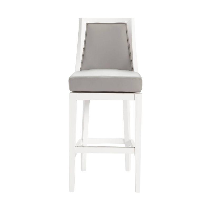 White Wood Swivel Bar Height Stool with Backrest