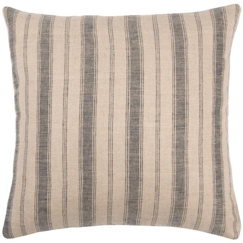 Provence Charm Blue and Natural Striped 16" Linen Pillow