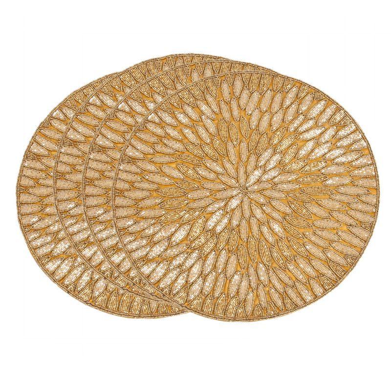 Saro Lifestyle Saro Lifestyle Round Placemats With Beaded Design (Set of 4)