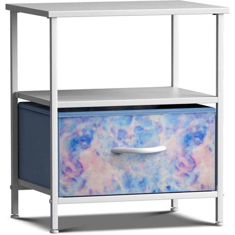 Sorbus Pastel Tie-Dye 1-Drawer Nightstand with Steel Frame and Wood Top