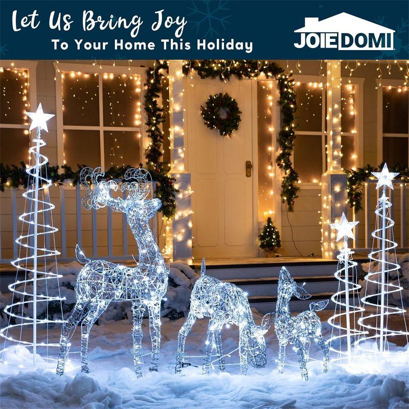 Joiedomi 3 Packs Christmas Decoration Deer Family, 185 LED Lighted Rattan Reindeers Yard Lights, Christmas Outdoor Decorations for Yard Garden Lawn, Xmas Decor, Cool White Deer
