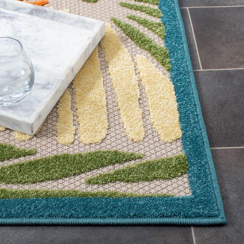 Cabana CBN356 Power Loomed Indoor and Outdoor Area Rug - Ivory/Blue - 6'7"x6'7" - Safavieh.