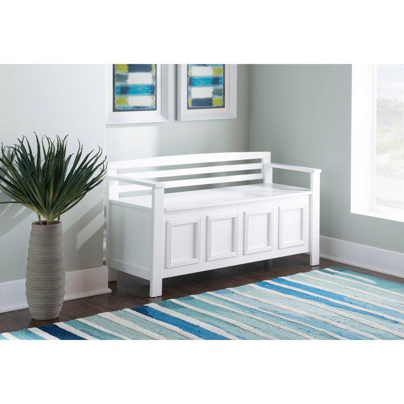 46" Laredo Solid Wood Storage Bench White - Linon: Entryway Flip Top, Ladderback Design