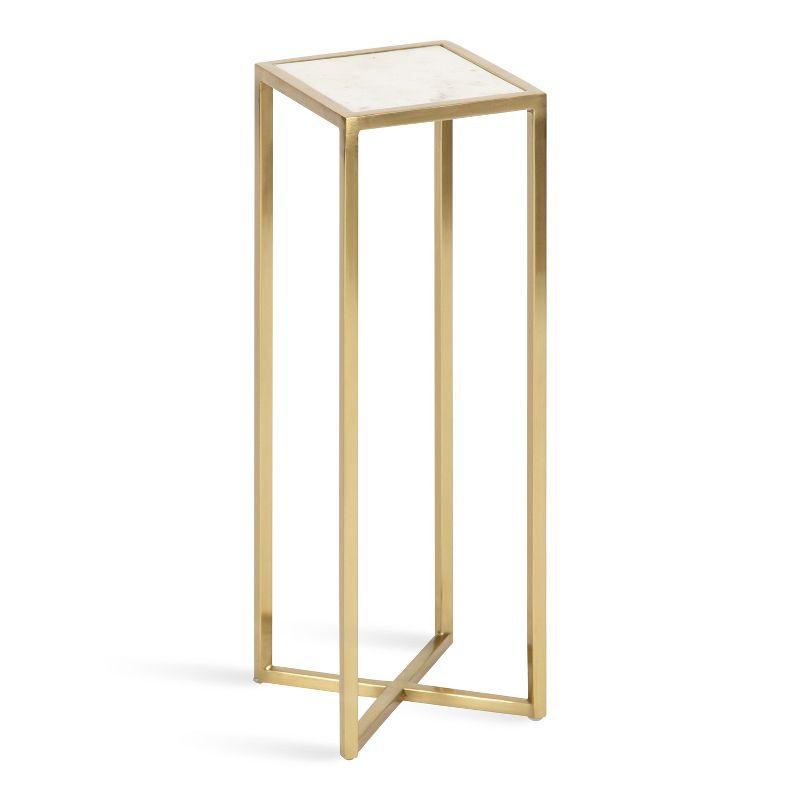 Kate and Laurel Jaspur Square Metal Drink Table, 7x7x21, Gold and White