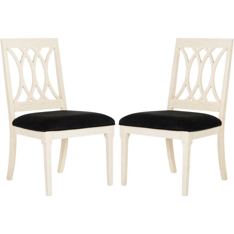 Mayfair Elegance 22" Black Velvet and White Wood Side Chair (Set of 2)