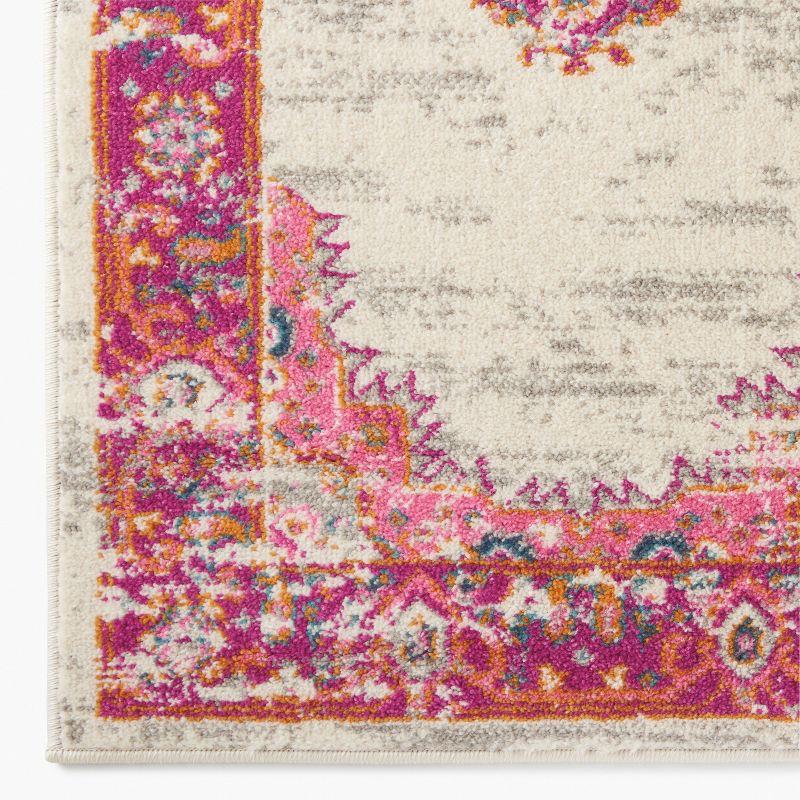 Nourison Passion Medallion Bohemian Indoor Rug Ivory/Fuchsia 9' x 12'