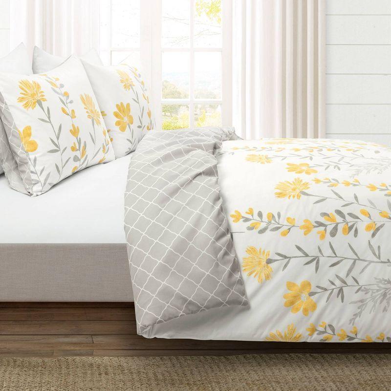 Lush Decor Yellow/Gray Cotton 3 Piece Duvet Cover Set