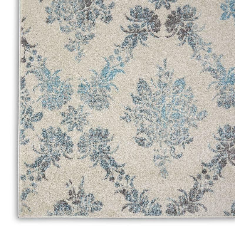 Tranquil TRA09 Grey/Pink Area Rug Vintage Floral Damask By Nourison