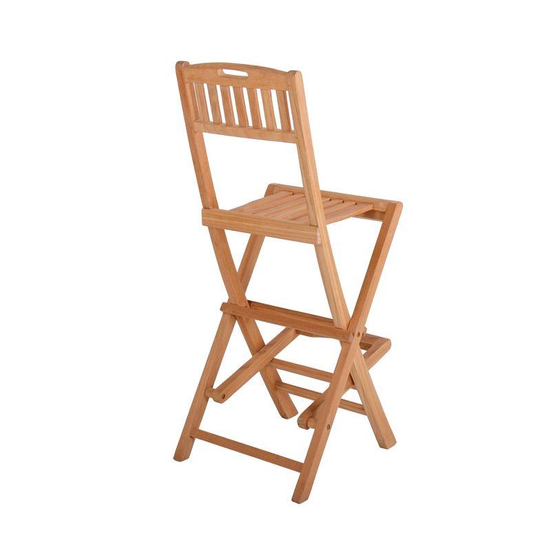 Nordic Teak 30" Natural Indoor/Outdoor Folding Bar Stool - Beige