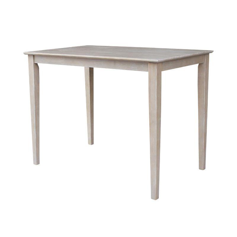 Solid Wood 30" X 48" Counter Height Table Washed Gray Taupe - International Concepts: Parawood, Non-Extension, Modern Style