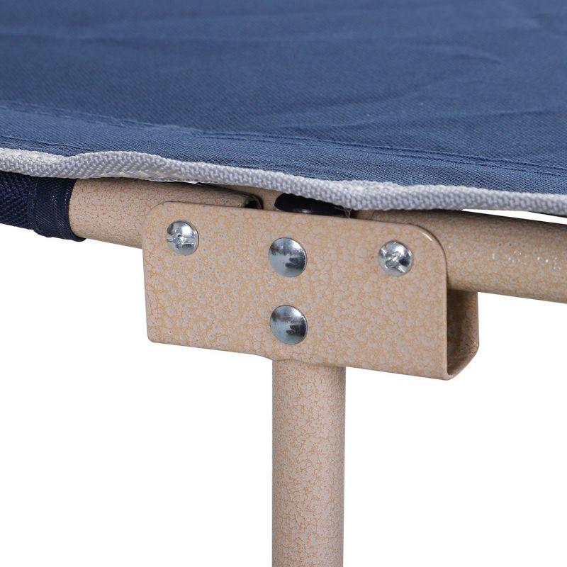 Outsunny Folding Camping Cot for Adults with Carry Bags, Side Pockets, Outdoor Portable Sleeping Bed for Travel Camp Vocation, Blue