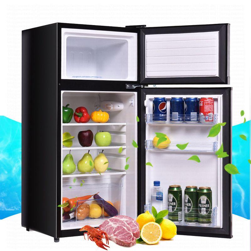 Costway 2 Doors 3.4 cu ft. Unit Compact Mini Refrigerator Freezer Cooler