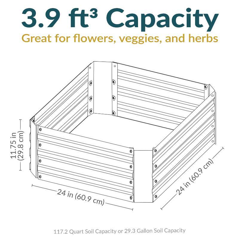 Sunnydaze Hot Dip Galvanized Steel Raised Garden Bed for Plants, Vegetables, and Flowers - 24" Square x 12" H - Brown
