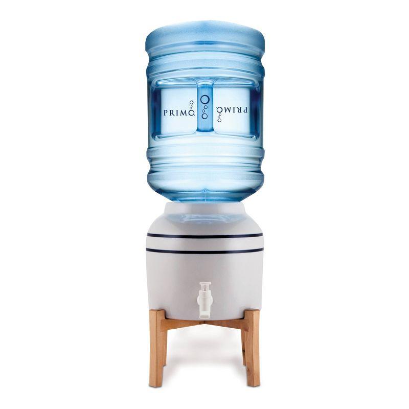 Primo White Ceramic Tabletop Water Dispenser with Wooden Stand