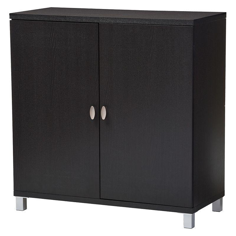 Baxton Studio Marcy Modern and Contemporary Wood Entryway Storage Sideboard Cabinet - Dark Brown: Fixed Shelves, Wood Composite