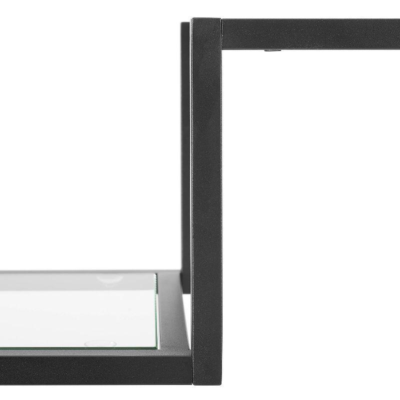 Matte Black Steel and Glass Console Table with Storage