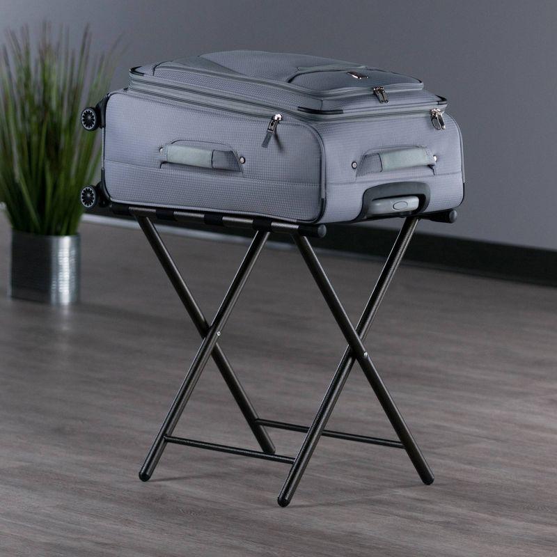 Tavin Luggage Rack Folding Straight Leg Black - Winsome: Guest Room Suitcase Stand, No Assembly Required